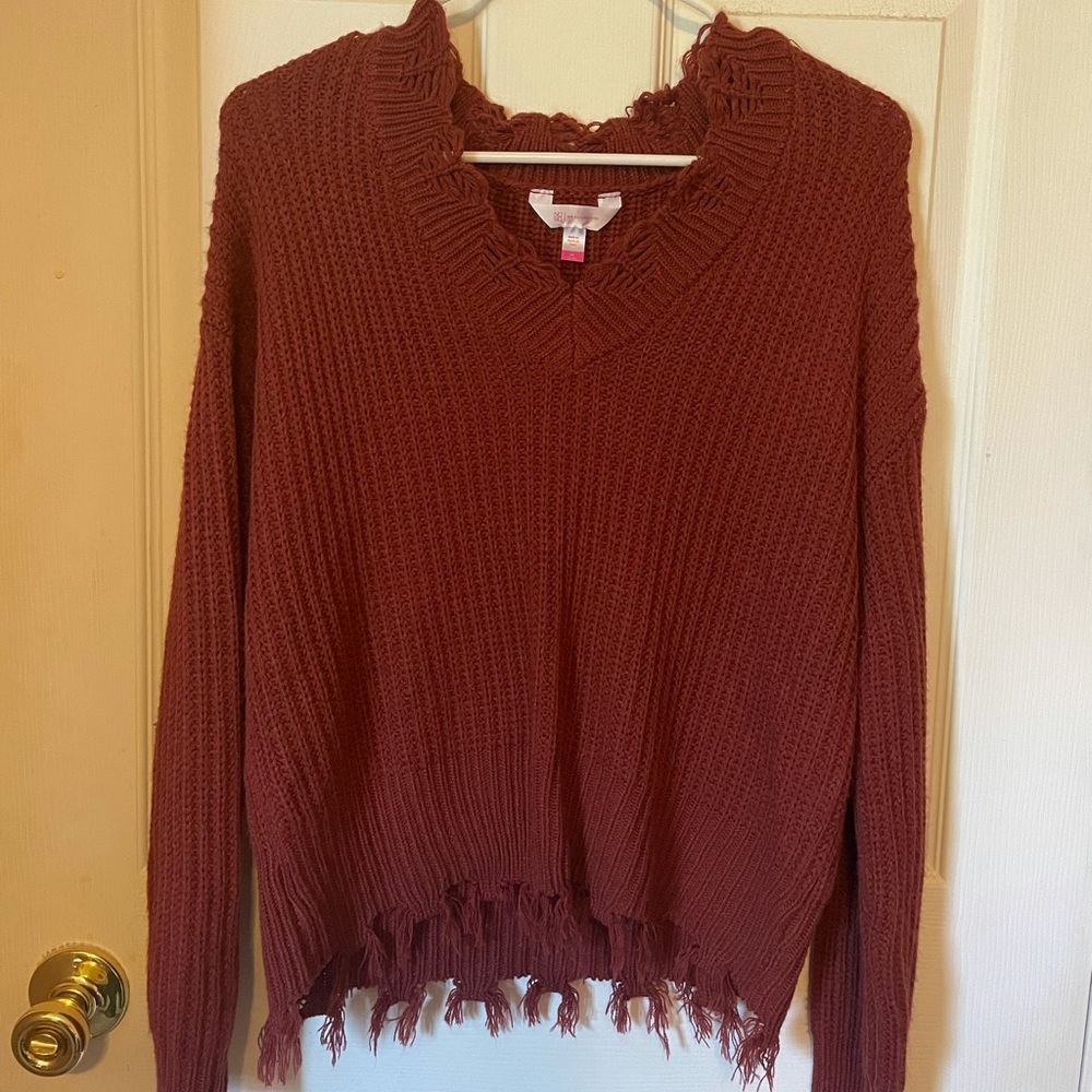 Burnt orange distressed sweater